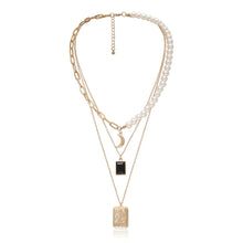 Carica l&#39;immagine nel visualizzatore di Gallery, Punk Multi Layered Pearl Choker Necklace Collar Statement Virgin Mary Coin Crystal Pendant Necklace Women Jewelry