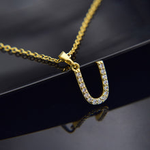 Carica l&#39;immagine nel visualizzatore di Gallery, Cubic Zircon Alphabet Pendants Gold Silver Color Copper Mini A-Z Letter Pendant Necklace Shinning 26 Initial Collares Jewelry
