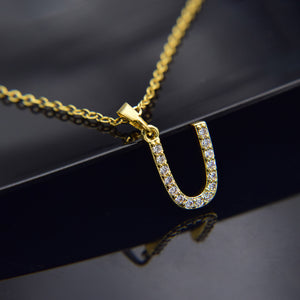 Cubic Zircon Alphabet Pendants Gold Silver Color Copper Mini A-Z Letter Pendant Necklace Shinning 26 Initial Collares Jewelry