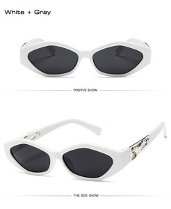 Retro Small Frame Polygon Cat Eyes Women Sunglasses Brand Designer Fashion Cheetah Decoration Ladies Sun Glasses UV400