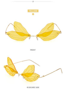 Dragonfly Sunglasses Women 2022 Fashion Brand Retro Steam punk Frameless Sun Glasses For Woman Girls Shades Oculos