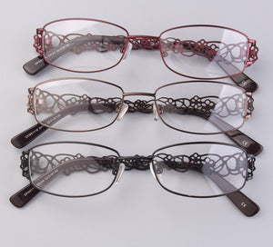 Europe Glasses Frame Women full rim Retro Eyeglasses очки модные  flower decoration on temples oculos de grau monturas de gafas