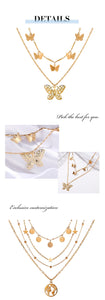 New Butterfly Pendant Necklaces For Women Fashion Moon Charm Gold Multilayer Choker Necklace 2020 Bohemian Jewelry