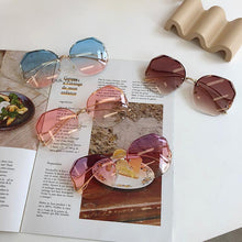 Load image into Gallery viewer, Oulylan Rimless Sunglasses Women Fashion Metal Bent leg Gradient Sun Glasses Ladies Sexy Blue Pink Eyewear Vintage Shades UV400