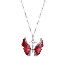 Carica l'immagine nel visualizzatore di Gallery, Korean Blue Gradient Butterfly Necklace for Women Girls Silver Color Rainbow Butterflies Pendant Choker Necklaces Jewelry Gift
