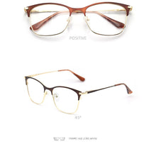 Load image into Gallery viewer, Vintage rectangle cat eye optical prescription metal eyeglasses frames diopters clear fake glasses women vintage