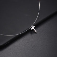 Load image into Gallery viewer, Female Transparent Fishing Line Necklace Silver Color Invisible Chain Necklace For Women Rhinestone Choker Necklace Collier