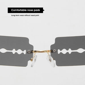 New Fashion Lady Rimless Square Blade Sunglasses Women Men Vintage Small Sun Glasses Female UV400 Frameless Punk Sunshades