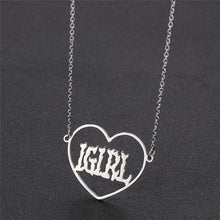 Load image into Gallery viewer, High Polished IGIRL Heart Necklace I GIRL Stainless Steel Heavy Duty Gothic Streetwear Bead Chain Choker Necklace Bijoux Femme