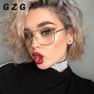 Vintage Gold Metal Frame Eyeglasses Mens Womens Sun glasses Retro Square Optical Lens Eyewear Nerd Clear Lens Glasses GOZLUGU