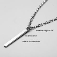 Carica l&#39;immagine nel visualizzatore di Gallery, men necklace stainless steel Necklace Women Men Simple Long Chain Rectangular pendant Necklace Statement Couples Choker Gifts