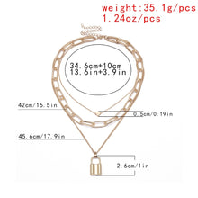 Load image into Gallery viewer, Hip Hop Multi Layers chain necklace with heart lock women/men punk rock padlock pendant necklace emo grunge Goth jewelry