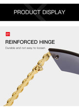 Carica l'immagine nel visualizzatore di Gallery, Occhiali da sole con diamanti senza montatura alla moda Design di marca da donna Occhiali da sole quadrati piccoli in metallo Tonalità di lusso Occhiali UV400 Gafas De Sol