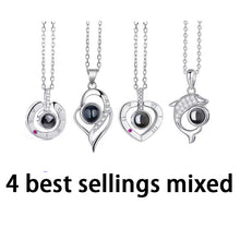 Load image into Gallery viewer, 100 Languages Love Necklace Heart Pendant Wedding Romantic I Love You Projection Necklace for Women Girl Friend Ladies Gifts