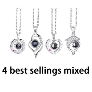 100 Languages Love Necklace Heart Pendant Wedding Romantic I Love You Projection Necklace for Women Girl Friend Ladies Gifts
