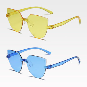 Frameless One-piece Jelly Transparent Sunglasses European and American Candy-colored Cat Eye Integrated Ocean Sunglasses