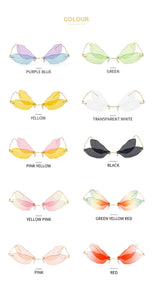 Dragonfly Sunglasses Women 2022 Fashion Brand Retro Steam punk Frameless Sun Glasses For Woman Girls Shades Oculos