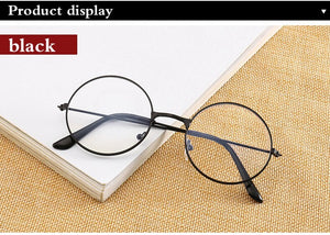 Vintage Round Metal Frame  Personality College Style Clear Lens Eye Glasses Frames blue-light eye protection mobile phone game