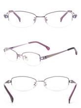 Load image into Gallery viewer, Women Titanium Eyeglasses Half Rim Oval Spectacles For Prescription Lenses Myopia Reading Progressive