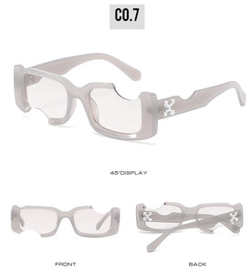 D&T 2022 New Fashion Rectangle Sunglasses Women Men Brand Designer Distinctive Incomplete Style Gradients Lens PC Frame UV400