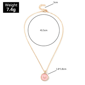 Simple Stars Moon Necklaces Fashion Europen Alloy Oil Drop Women Long Heart Round Golden Pendant Necklace Jewelry For Girls