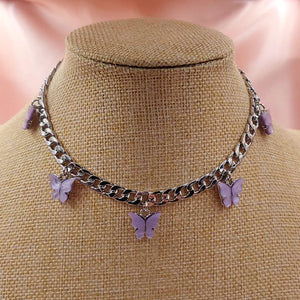 Punk Gold  Silver Color Chain 5 Butterfly Pendant Necklace for Women Wedding Party Statement 2020 Cute Choker Necklaces Jewelry