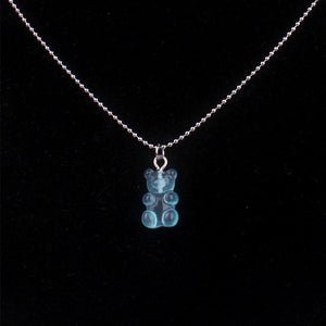 Fashion Multicolor Transparent Bear Necklace Cute Candy Color Resin Gummy Bear Pendant Necklace Women Jewelry