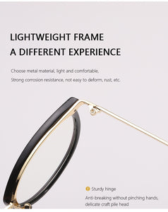 Women Metal Legs Computer Glasses Frame Brand Anti Blue Light Round Eyewear Blocking Glasses Fashion Optical Spectacle Eyeglass