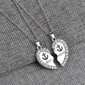 Fashion Best Friends Honey Love Couple Pendant Necklace 2 Pcs/ Set Rainbow Broken Heart BFF Good Friends Friendship Jewelry Gift