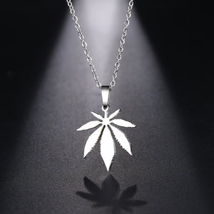 Stainless Steel Necklace For Women Man Maple Leaf Choker Pendant Necklace Engagement Jewelry