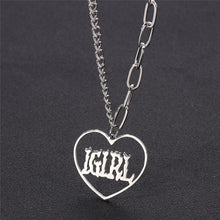 Load image into Gallery viewer, High Polished IGIRL Heart Necklace I GIRL Stainless Steel Heavy Duty Gothic Streetwear Bead Chain Choker Necklace Bijoux Femme