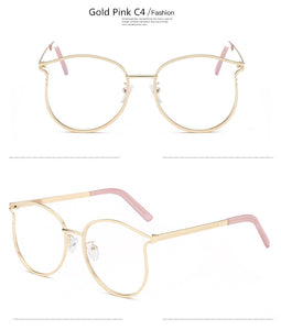 Cat Eye Glasses Frames for Women Transparent Optical Eyeglasses Ladies Metal Hollow Frame Fake Eyewear Frame