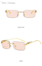 Load image into Gallery viewer, Fashion Rimless Rectangle Sunglasses Women Retro Cheetah Decoration Clear Ocean Lens Eyewear Men Sun Glasses Shades UV400