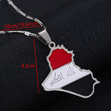 Carica l&#39;immagine nel visualizzatore di Gallery, Stainless Steel Trendy Republic of Iraq Map Pendant Necklace Allah Map Chain Jewelry