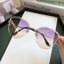 Load image into Gallery viewer, High Quality women's Oval Cat Eye Sunglasses Lady Metal Rimless shades Luxury Sunglasses Female Driving Glasses zonnebril dames