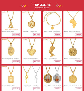 Anniyo Gold Color Ghana Country Map With State Name Pendant Necklaces Charm Ghanaian Jewelry Gifts #019821
