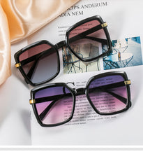 Load image into Gallery viewer, 2022 Sunglasses Women Gradient Fashion Brand Designer  retro square frame Women Sunglasses UV400 Black Shades oversized oculos