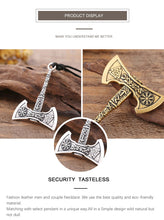 Load image into Gallery viewer, My shape Nordic Vikings Necklace The Fehu Feoh Fe Rune Axe Amulet compass viking runes pendant Scandinavian Necklace