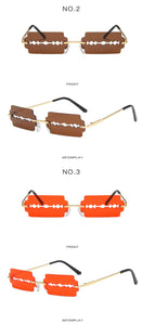 New Fashion Lady Rimless Square Blade Sunglasses Women Men Vintage Small Sun Glasses Female UV400 Frameless Punk Sunshades