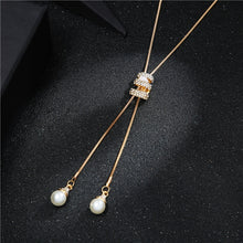 Load image into Gallery viewer, 2020 NEW High Quality Fashion Metal Long Tassel Rhinestone Crystal Pearl Long Chain Necklace Sweater Patry Necklace Jewelry