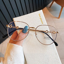 Load image into Gallery viewer, 2022 New Fashion Brand Clear Lens Round Anti-blue Light Eyeglasses For Women Tetro Elegant Computer Myopia Glasses Gold Leopard