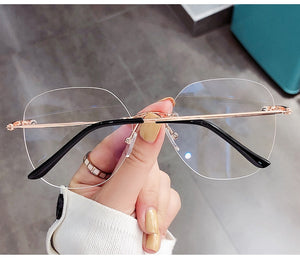 Transparent Rimless Eyeglasses Frames for Women Blue Llight Blocking Glasses Men Computer Optical Frame