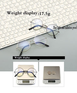 Vintage Round Metal Frame  Personality College Style Clear Lens Eye Glasses Frames blue-light eye protection mobile phone game