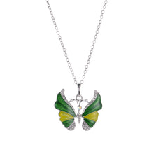 Carica l'immagine nel visualizzatore di Gallery, Korean Blue Gradient Butterfly Necklace for Women Girls Silver Color Rainbow Butterflies Pendant Choker Necklaces Jewelry Gift
