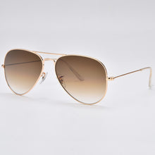 Load image into Gallery viewer, Classic 3025 pilot sunglasses men women  58mm and 62mm crystal glass mirror lens brown gradient sunglass UV400 protection