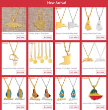 Carica l&#39;immagine nel visualizzatore di Gallery, Anniyo Gold Color Ghana Country Map With State Name Pendant Necklaces Charm Ghanaian Jewelry Gifts #019821