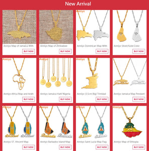 Anniyo Gold Color Ghana Country Map With State Name Pendant Necklaces Charm Ghanaian Jewelry Gifts #019821