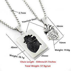 Gothic Punk Style Puzzel Paard Anatomical Heart Necklace For Men Fashion Gold Color Jewelry Party Couple Wedding Gifts VIP Link