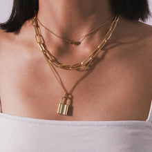 Load image into Gallery viewer, Hip Hop Multi Layers chain necklace with heart lock women/men punk rock padlock pendant necklace emo grunge Goth jewelry