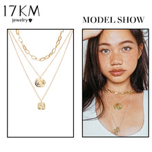 Carica l&#39;immagine nel visualizzatore di Gallery, 17KM Fashion Multi Layer Lock Portrait Pendants Necklaces For Women Gold Metal Key Heart Necklace New Design Jewelry Gift